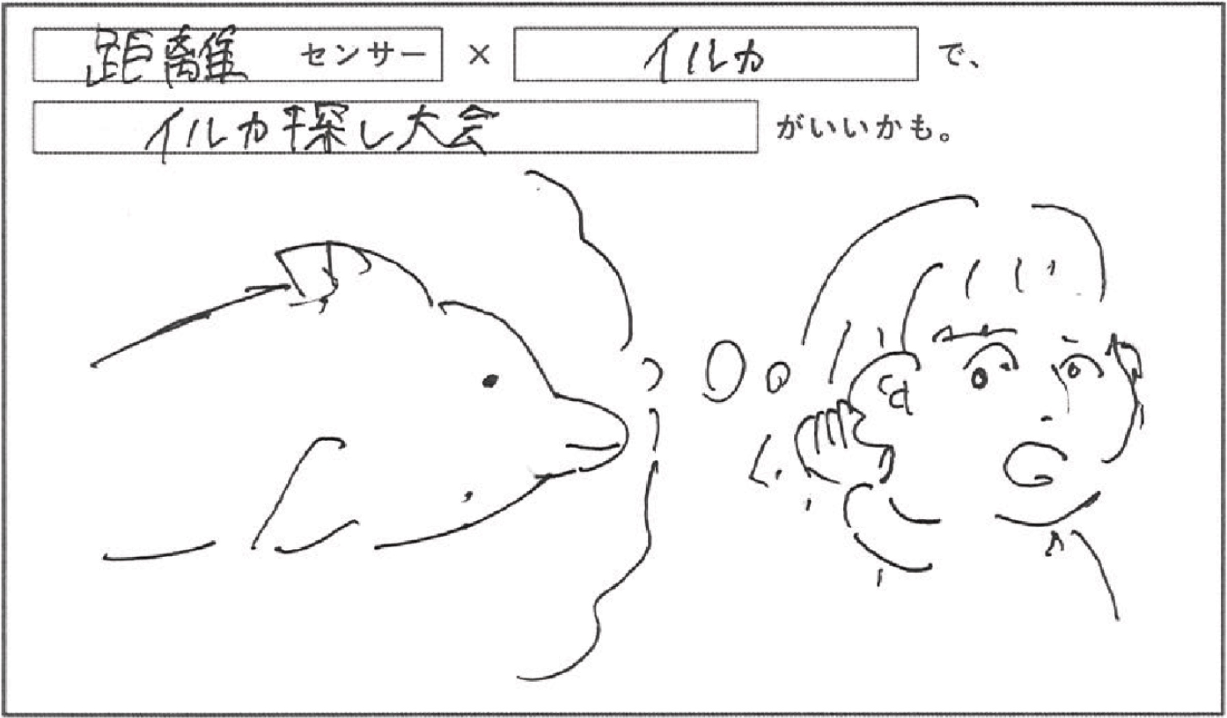 ワークショップで出たアイデア事例（距離センサー x イルカの形状）